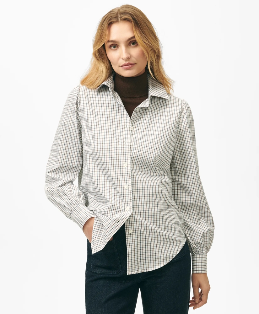 Blouson Sleeve Shirt in Printed Sateen Supima® Cotton, image 4