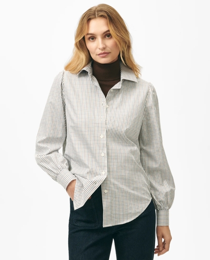 Blouson Sleeve Shirt in Printed Sateen Supima® Cotton, image 4