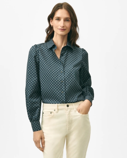 Blouson Sleeve Shirt in Stretch Supima® Cotton, image 1