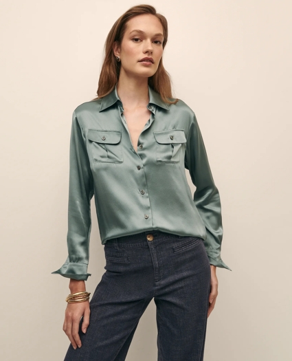 Relaxed Utility Blouse in Washable Silk, image 3