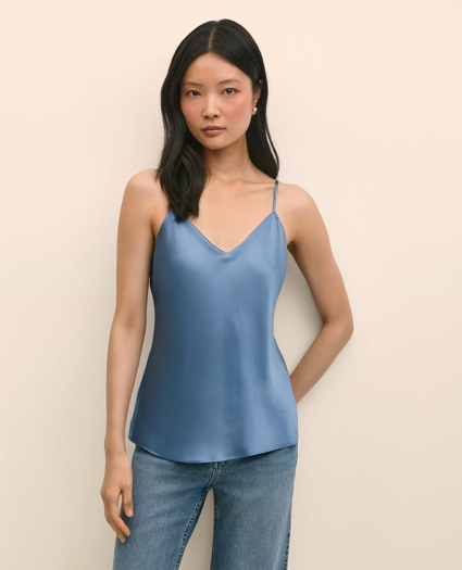 V-Neck Cami in Washable Silk Charmeuse, image 1