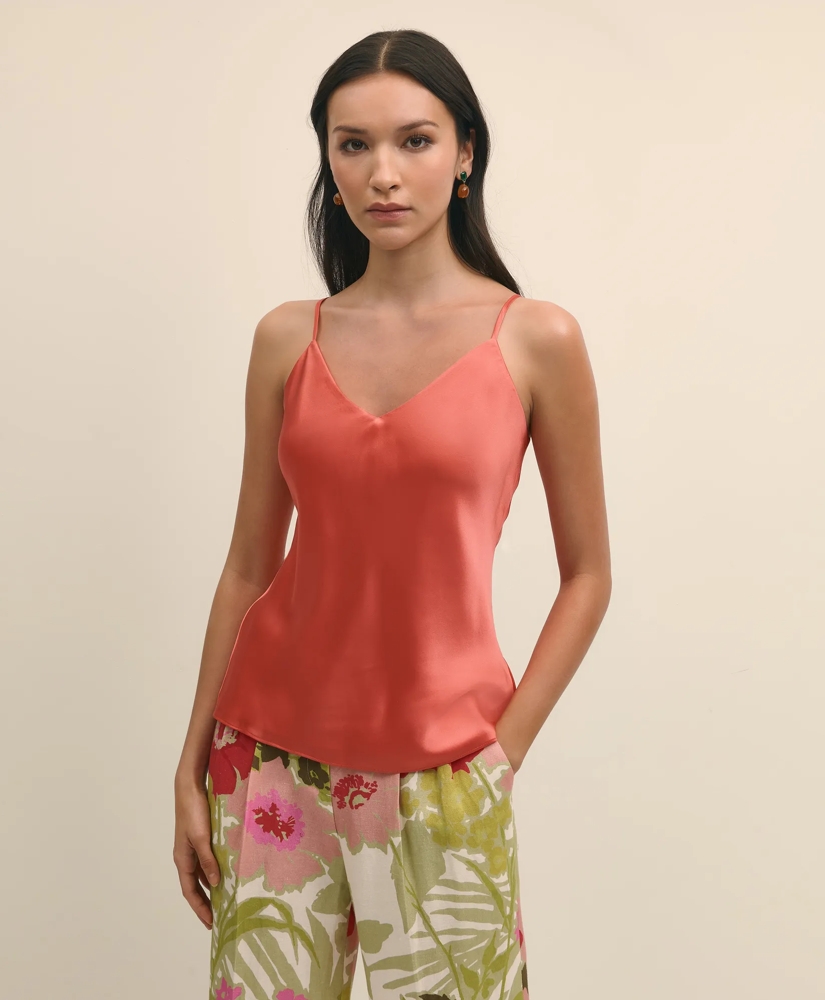 V-Neck Cami in Washable Silk Charmeuse, image 1