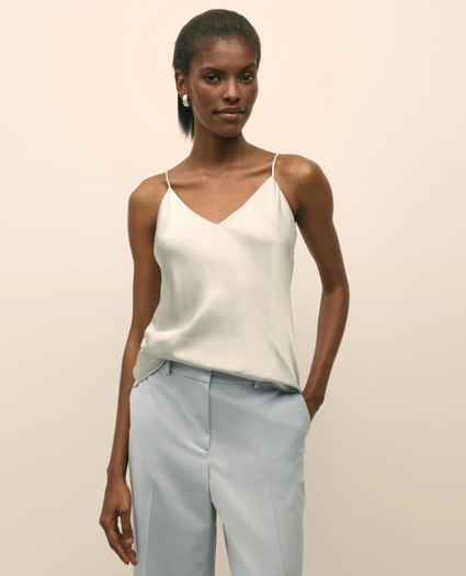 V-Neck Cami in Washable Silk Charmeuse, image 3