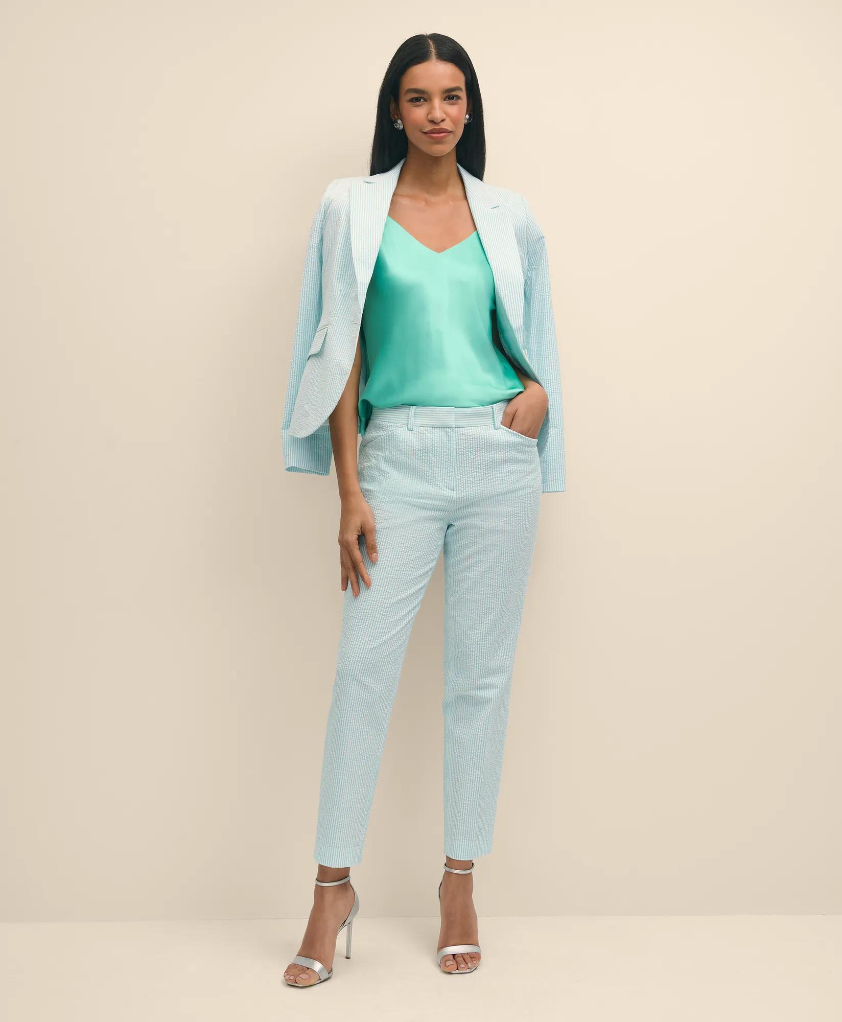 V-Neck Camisole in Washable Silk Charmeuse - Turquoise