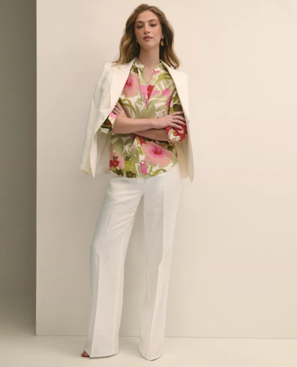 Linen Blend Floral Drapey Shirt, image 2