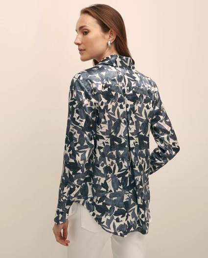 Floral Motif Utility Blouse in Washable Silk, image 3
