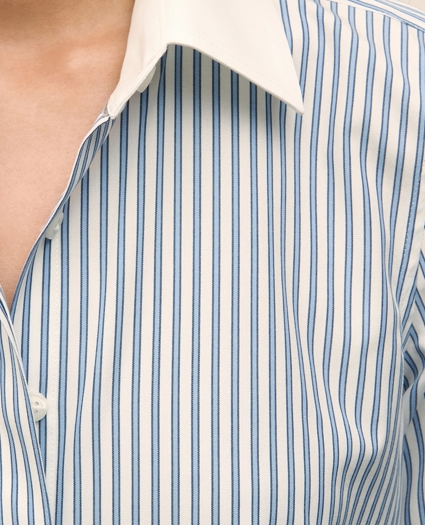Fitted Non-Iron Supima® Cotton-Blend Striped Contrast Shirt with French Cuffs, image 6