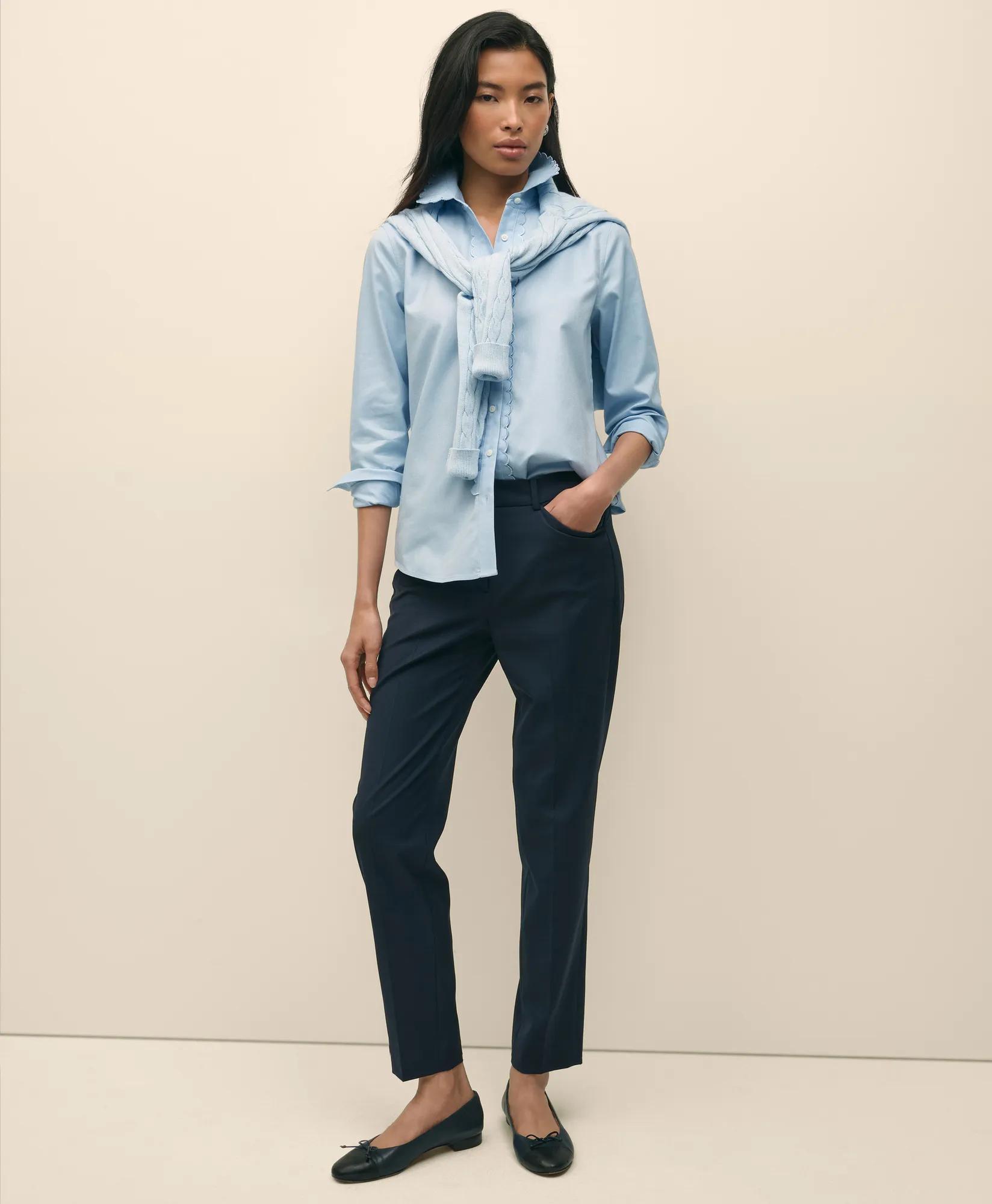 Fitted Non-Iron Supima Cotton-Blend Scallop Detail Shirt