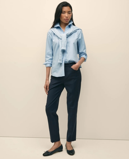 Fitted Non-Iron Supima® Cotton-Blend Scallop Detail Shirt, image 1