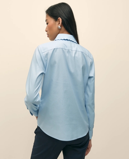 Fitted Non-Iron Supima® Cotton-Blend Scallop Detail Shirt, image 4