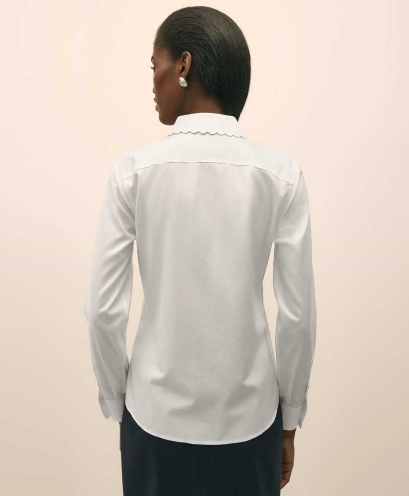 Fitted Non-Iron Supima® Cotton-Blend Scallop Detail Shirt, image 4