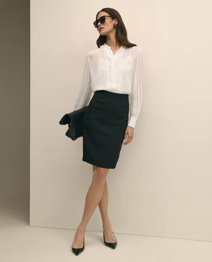 Sheer Pleated Ruffle Detail Blouse, image 2