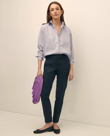Relaxed Supima® Cotton Sateen Striped Shirt, image 1