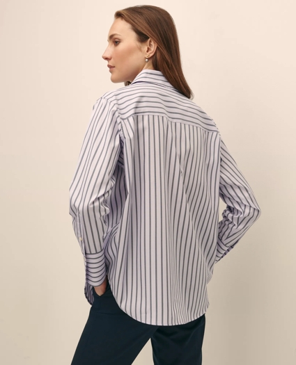 Relaxed Supima® Cotton Sateen Striped Shirt, image 3