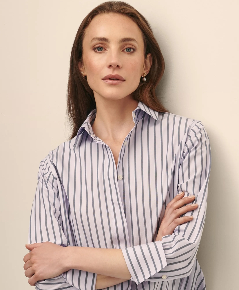 Relaxed Supima® Cotton Sateen Striped Shirt, image 5