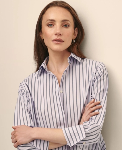 Relaxed Supima® Cotton Sateen Striped Shirt, image 5