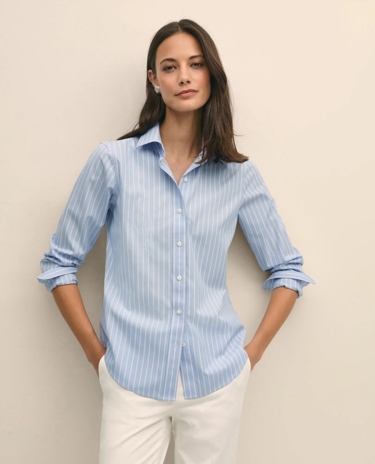 Classic Fit Non-Iron Supima® Cotton-Blend Striped Shirt