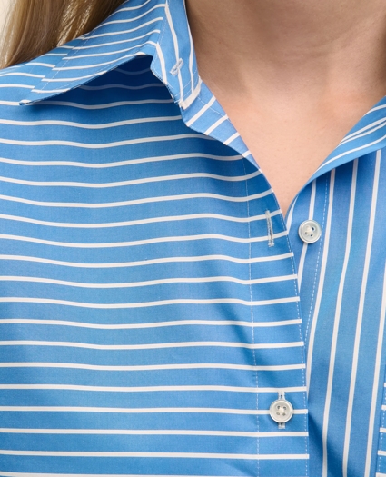 Relaxed Supima® Cotton Contrast-Stripe Shirt, image 4