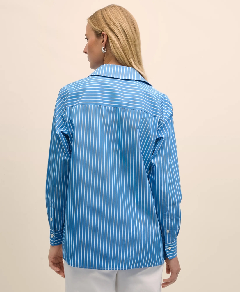 Relaxed Supima® Cotton Contrast-Stripe Shirt, image 5