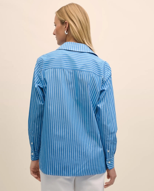 Relaxed Supima® Cotton Contrast-Stripe Shirt