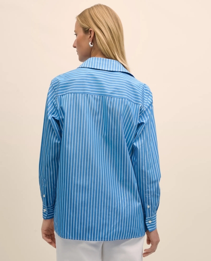 Relaxed Supima® Cotton Contrast-Stripe Shirt, image 5