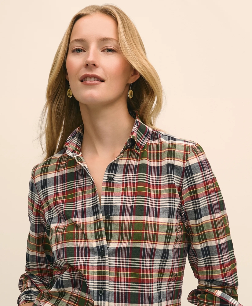 Classic Fit Cotton Madras Shirt, image 2