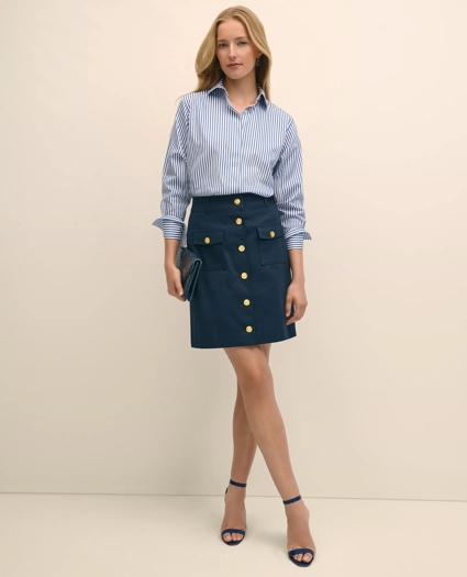 Relaxed Supima® Cotton Sateen Striped Shirt, image 2