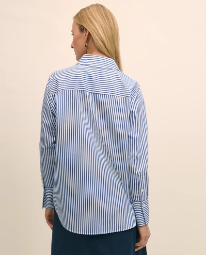Relaxed Supima® Cotton Sateen Striped Shirt, image 4