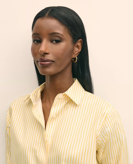 Relaxed Supima® Cotton Sateen Striped Shirt, image 2