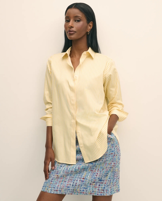 Relaxed Supima® Cotton Sateen Striped Shirt