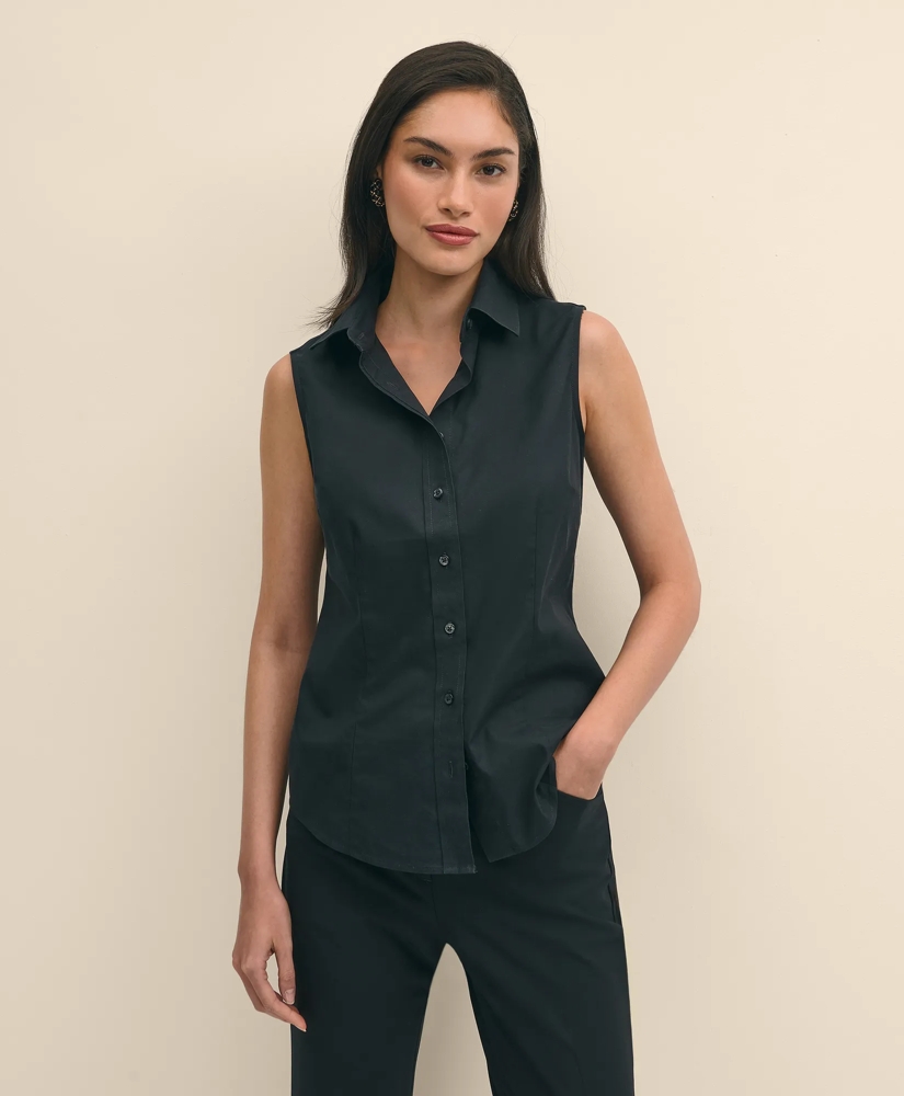 Fitted Non-Iron Stretch Supima® Cotton Sleeveless Dress Shirt, image 4