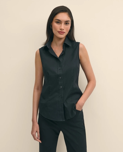 Fitted Non-Iron Stretch Supima® Cotton Sleeveless Dress Shirt, image 4
