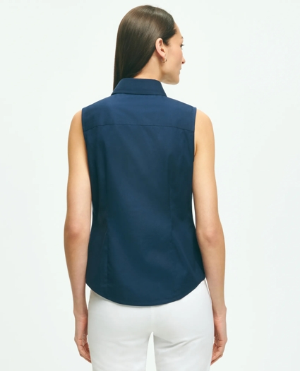 Fitted Non-Iron Stretch Supima® Cotton Sleeveless Dress Shirt, image 2