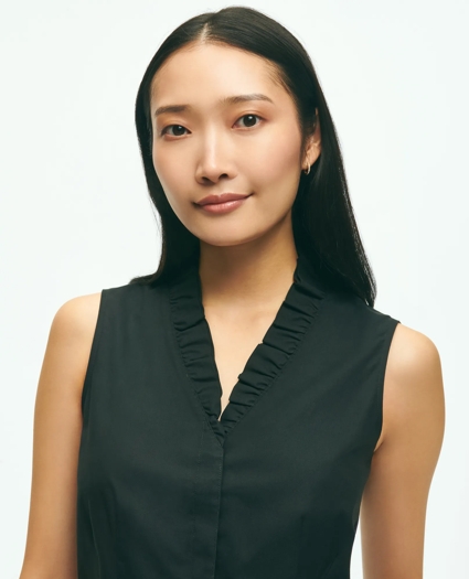 Fitted Non-Iron Stretch Supima® Cotton Ruffle Shirt, image 2