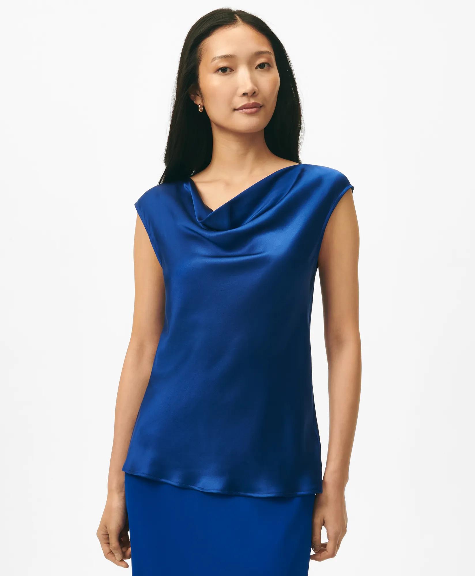 Cowl Neck Blouse in Washable Silk Charmeuse