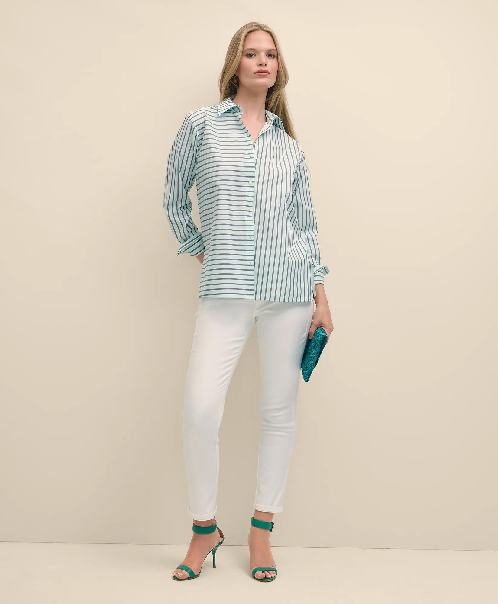 Relaxed Stretch Supima Cotton Contrast Stripe Shirt