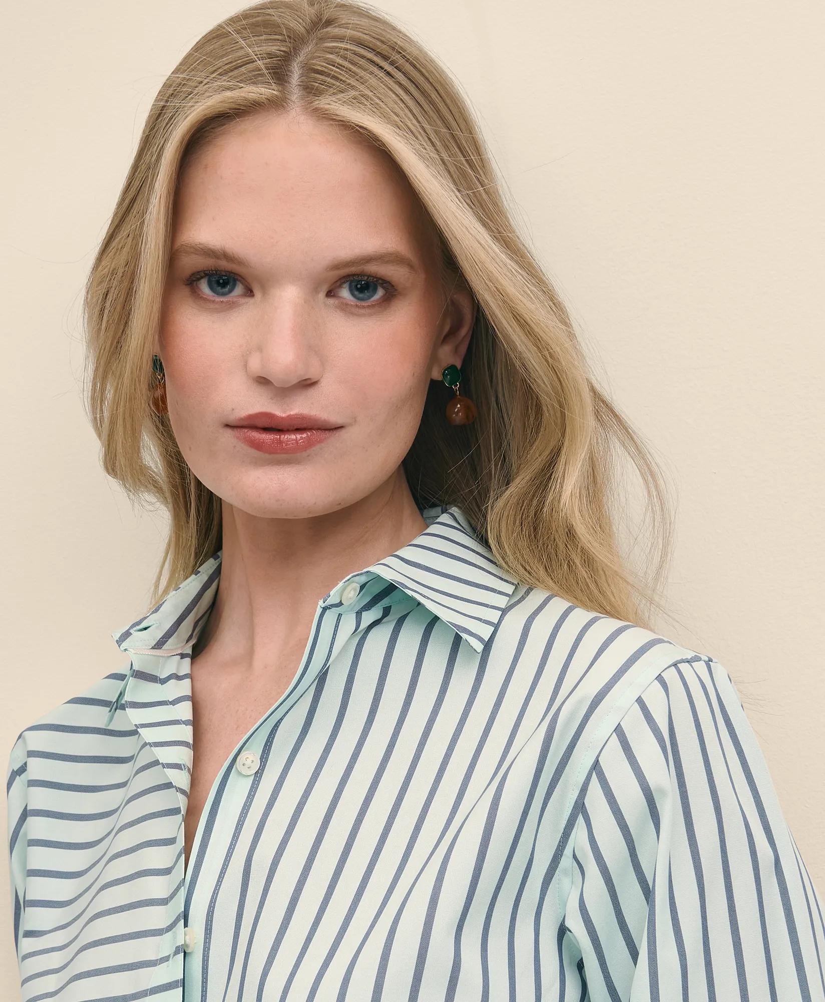 Relaxed Stretch Supima Cotton Contrast Stripe Shirt