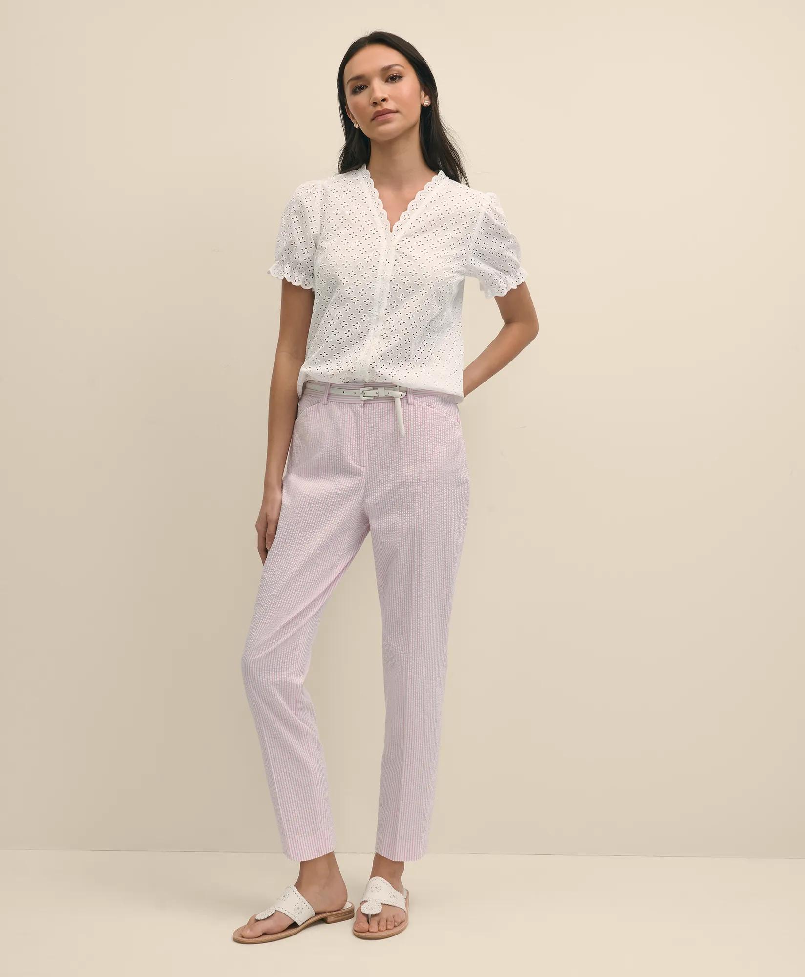 Cotton Eyelet Short-Sleeve Shirt
