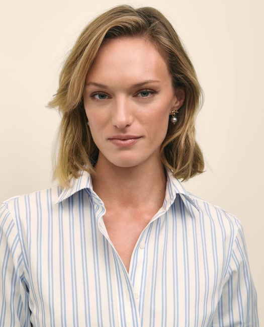 Classic Fit Non-Iron Supima® Cotton-Blend Striped Shirt
