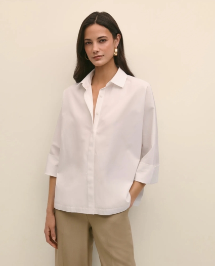 Supima® Cotton Relaxed Dolman-Sleeve Shirt, image 1