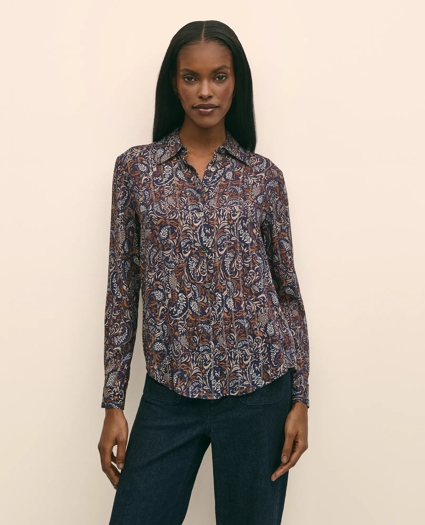 Paisley Shimmer-Stripe Shirt, image 1