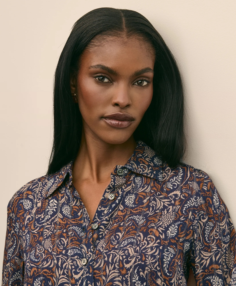 Paisley Shimmer-Stripe Shirt, image 3