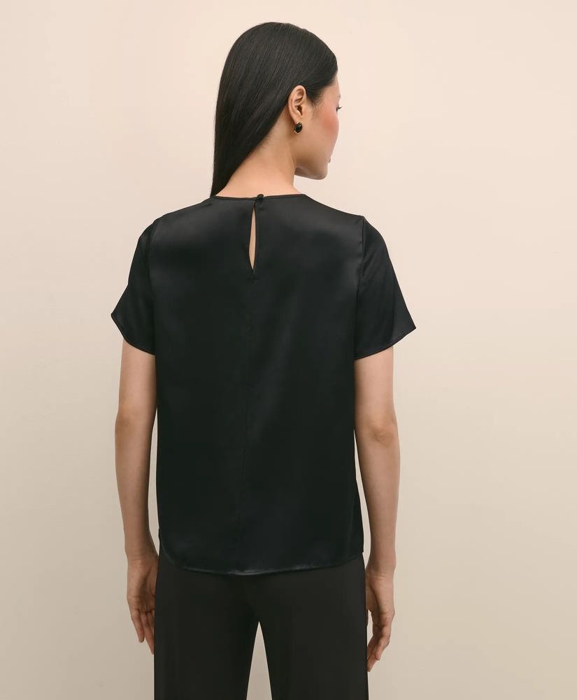 Short-Sleeve Top in Washable Silk Charmeuse, image 4