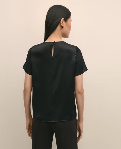 Short-Sleeve Top in Washable Silk Charmeuse, image 4
