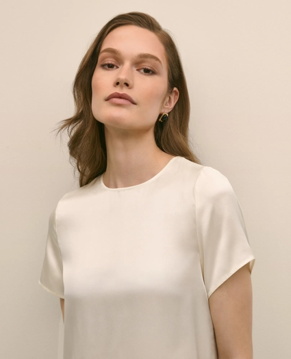 Short-Sleeve Top in Washable Silk Charmeuse, image 1