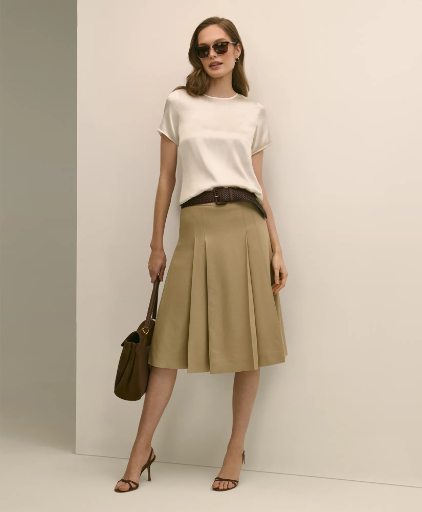 Short-Sleeve Top in Washable Silk Charmeuse, image 2