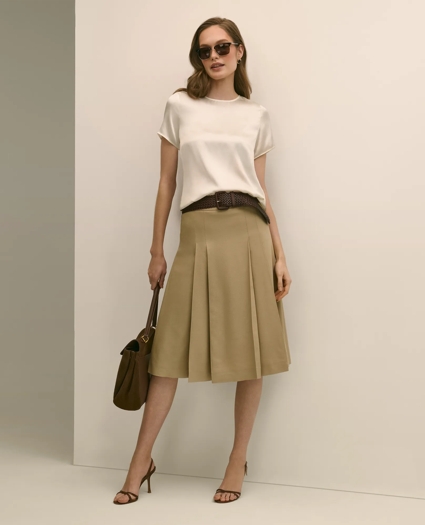Short-Sleeve Top in Washable Silk Charmeuse, image 2