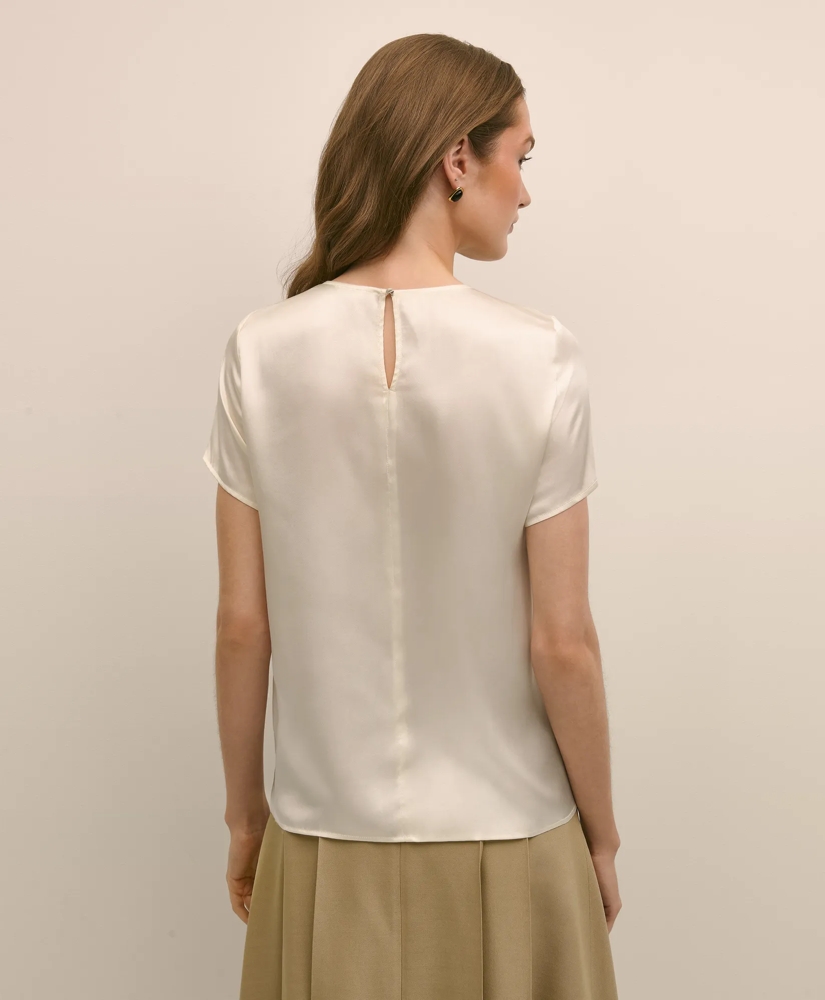 Short-Sleeve Top in Washable Silk Charmeuse, image 4
