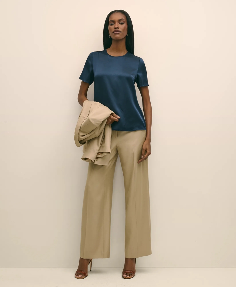 Short-Sleeve Top in Washable Silk Charmeuse, image 2