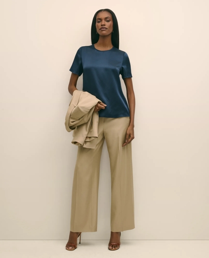 Short-Sleeve Top in Washable Silk Charmeuse, image 2